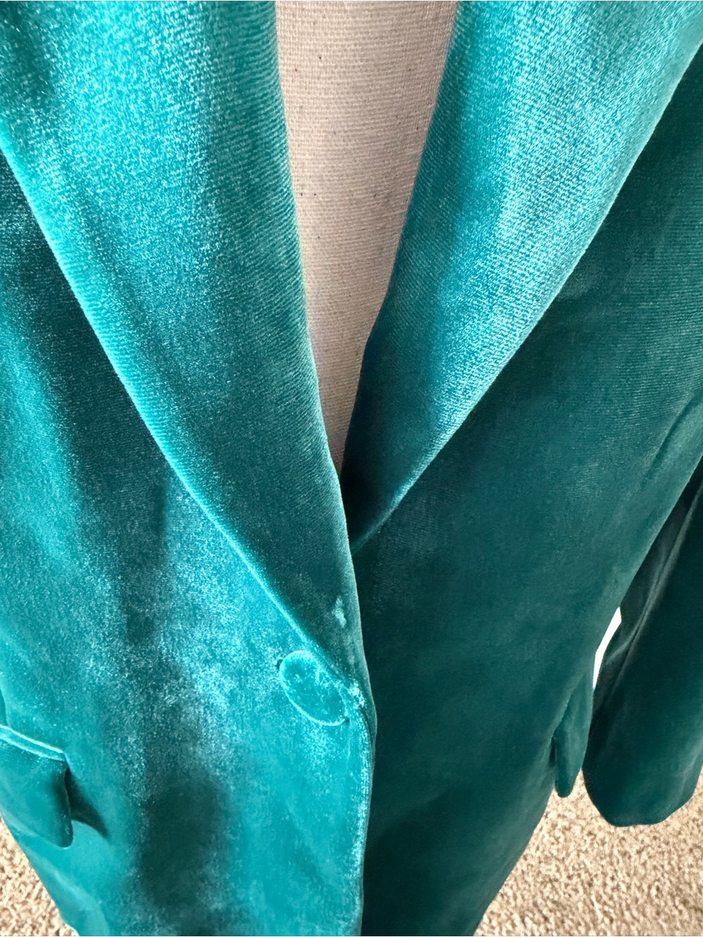 Express NWT Emerald Green/Teal Velvet Blazer XL - Picture 3 of 10